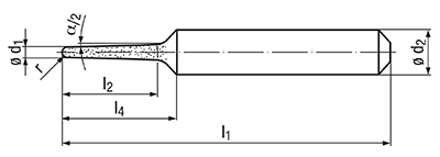 technische Zeichnung Dental Diamant-Trosuschleifstift Typ DEN-KGS.D76