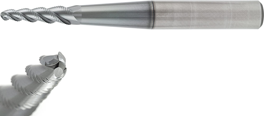 VHM 4° Turbinenfräser, konischer Radiusfräser RG72-530L